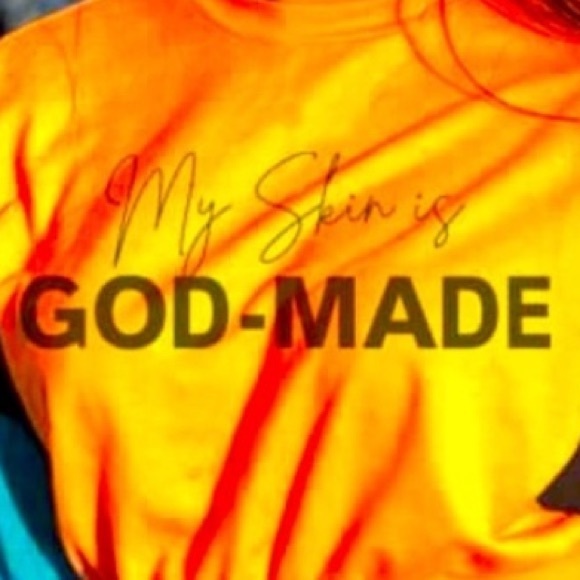“MY SKIN IS GOD MADE" Beautiful Spiritual  Multi-Color Long Sleeve Crop Shirt - Picture 2 of 4